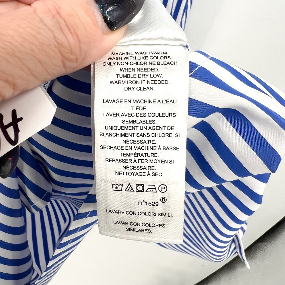 LAUREN RALPH LAUREN Kahwell Shirt Dress Size 10 Blue White Stripe Tie Waist NWT - Picture 13 of 15
